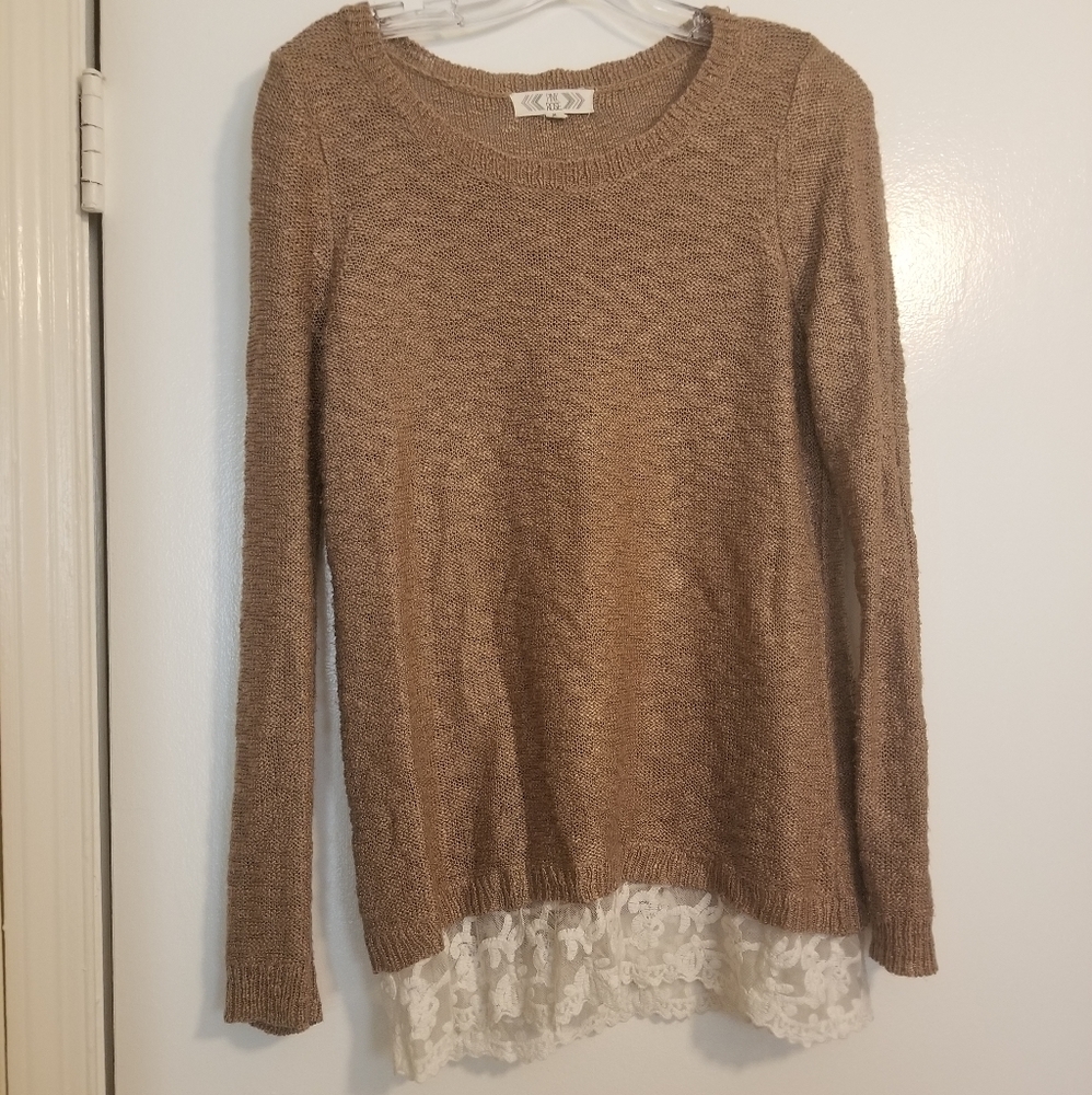 Pink Rose Sweater with Lace